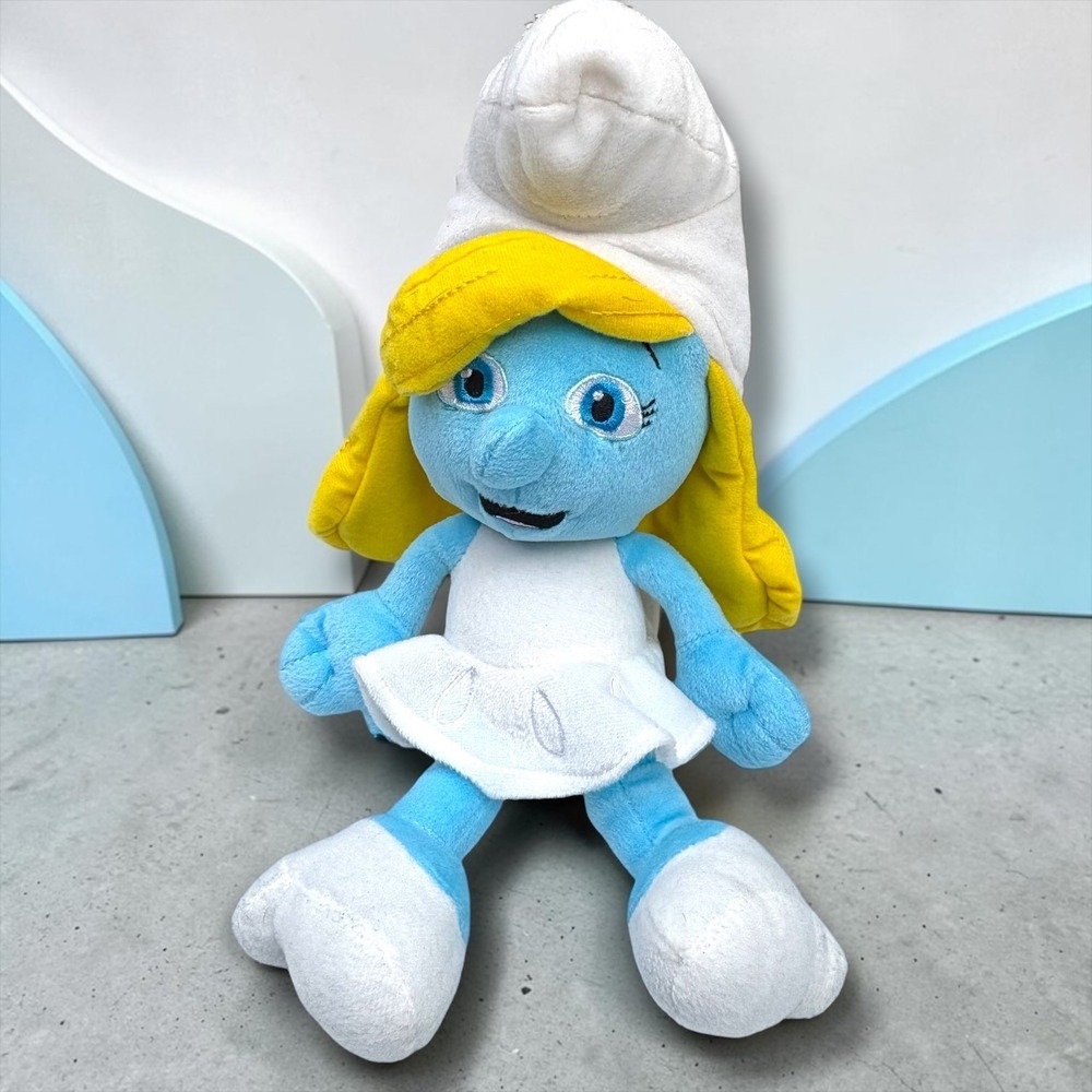 Kellytoy‎ The Smurfs Smurfette Plush Stuffed Animal Blue White Dress 9 inch